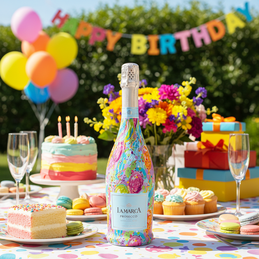 Happy Birthday Balloons Prosecco Bottle Wrap
