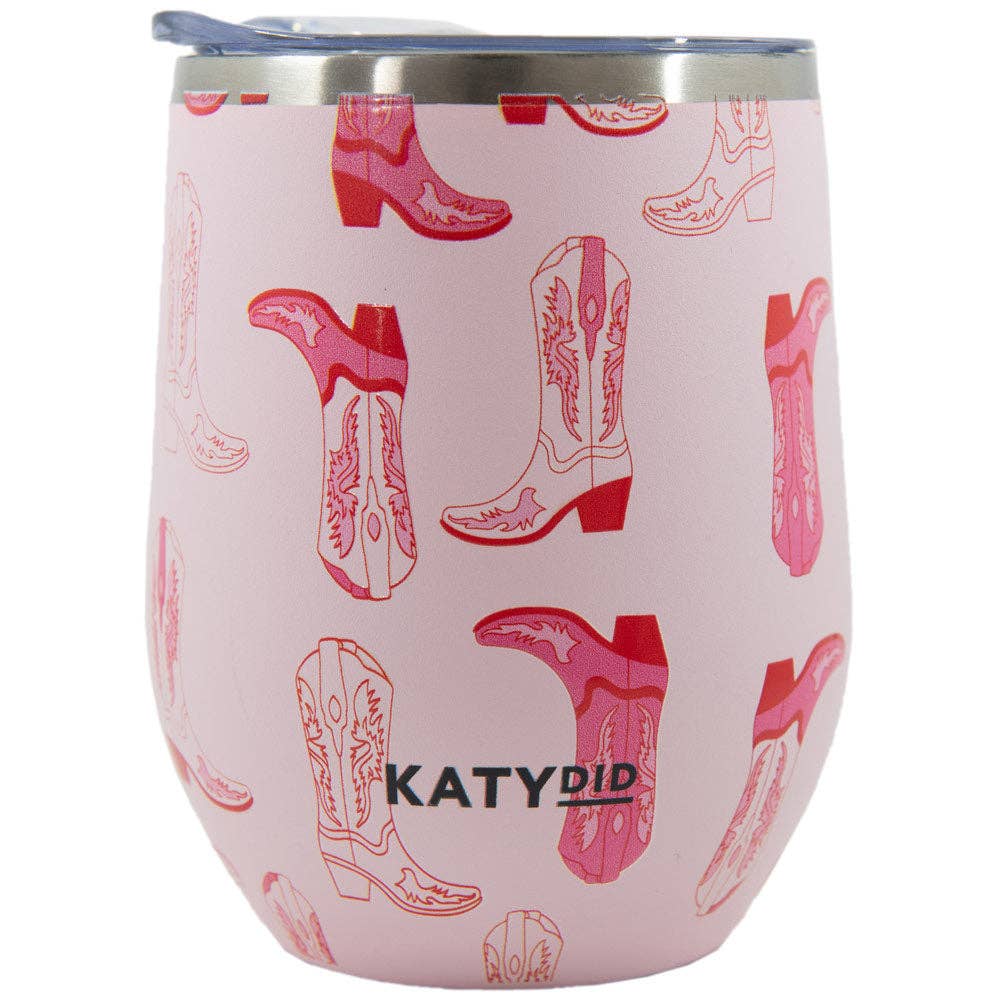 Light Pink Western Boots Stemless WINE TUMBLER Cup: Light Pink