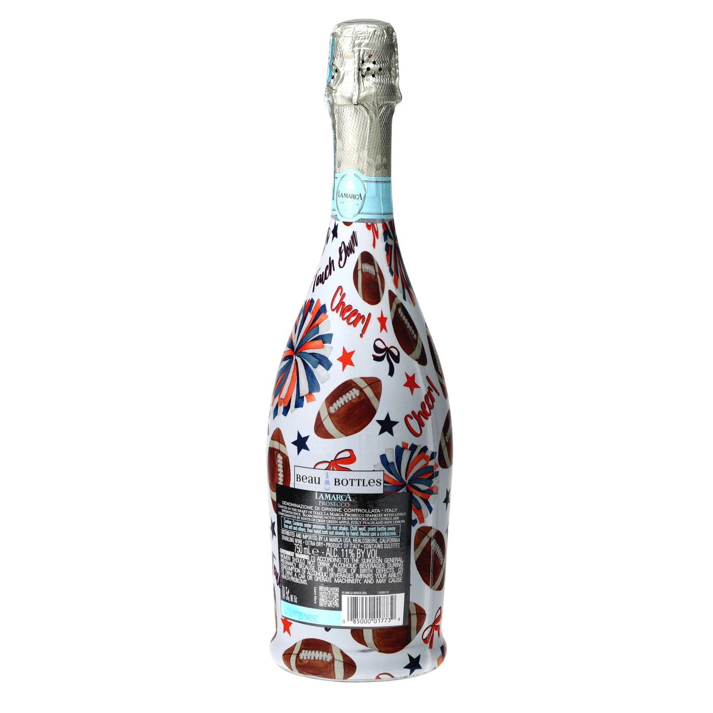 Navy & Orange Game Day Prosecco Bottle Wrap