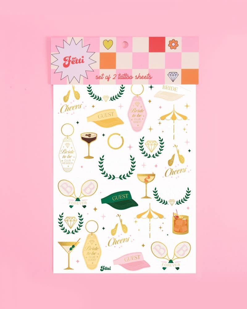 Bach Country Club Party Temporary Tattoos, Bridal Shower