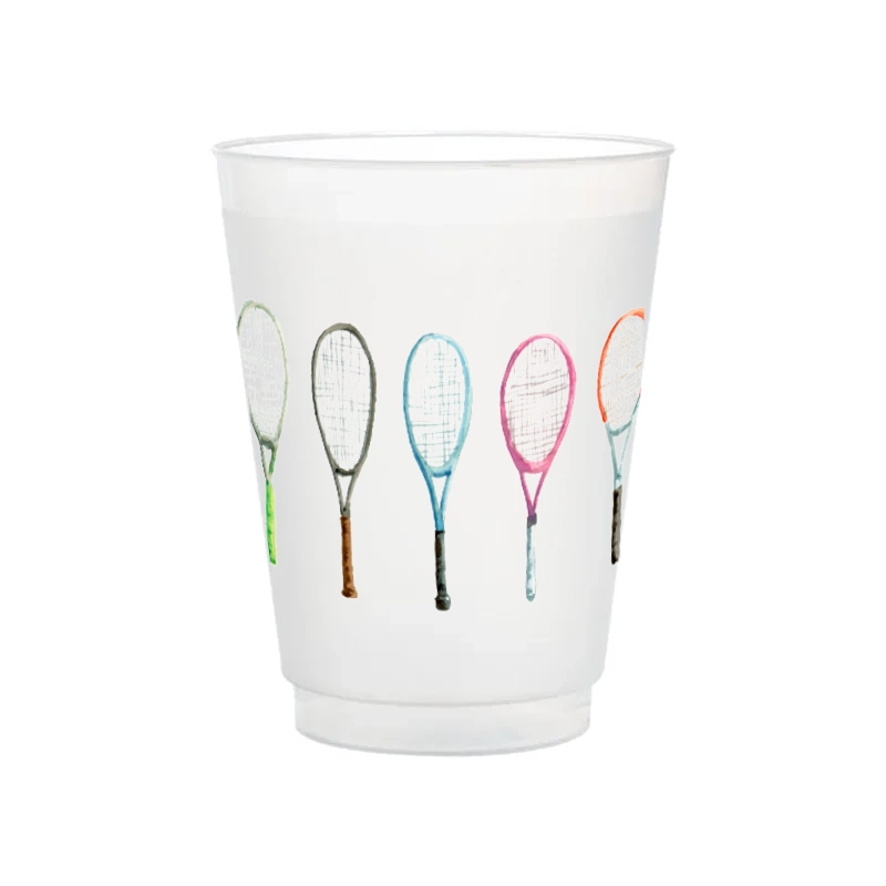 Tennis Rackets Frosted Cups | Set of 6