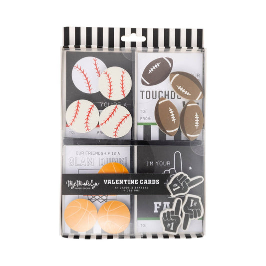 PLKC159 - Sports Valentine's Cards and Eraser Set (12 each)
