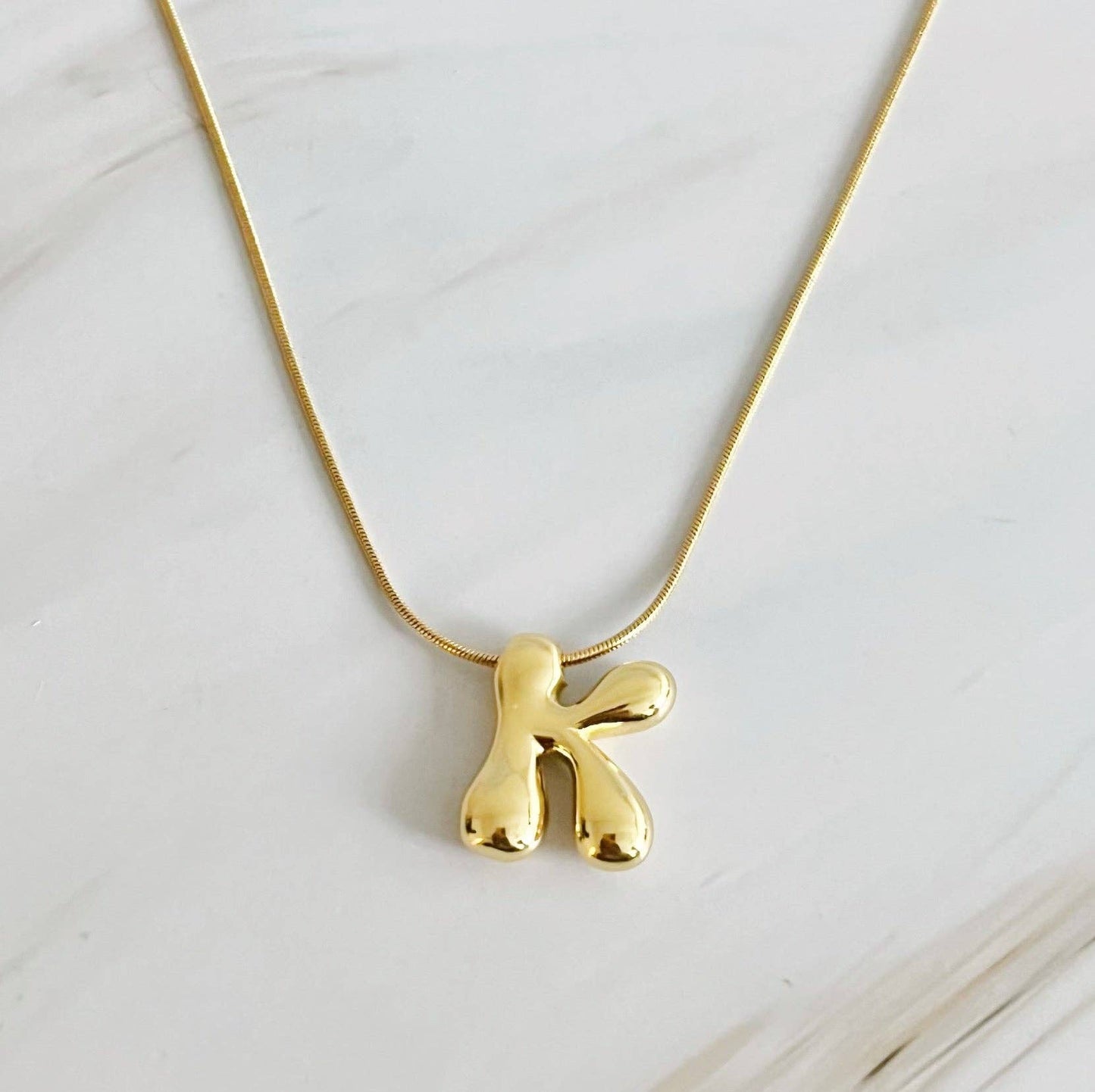 Balloon Letter Initial Necklace: C