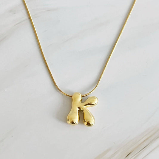 Balloon Letter Initial Necklace: K