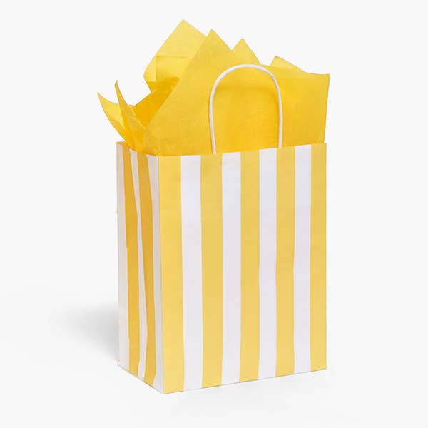 Yellow Cabana Stripe Paper Gift Bag 5.25x3.25x8.5"