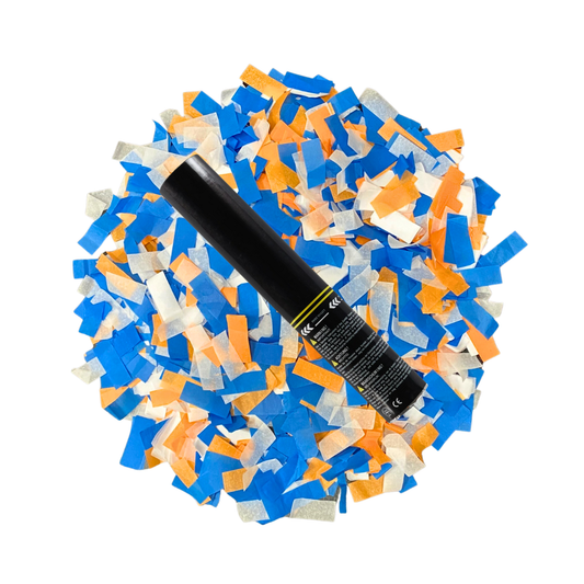 Football Party Tissue Confetti Popper Cannon ( Dark Blue/Orange/White / 11"