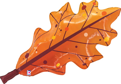 33 Inch Orange Fall Leaf Foil Balloon