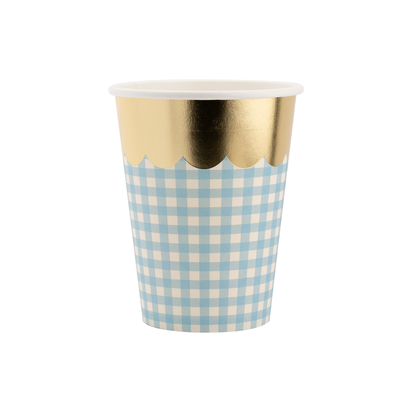 SPR1010 - Gingham Cups with Gold Scallop
