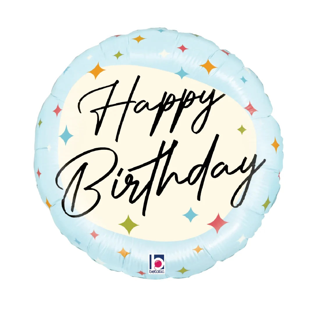 17 Inch Happy Birthday Classic Sparkles Round Foil Balloon