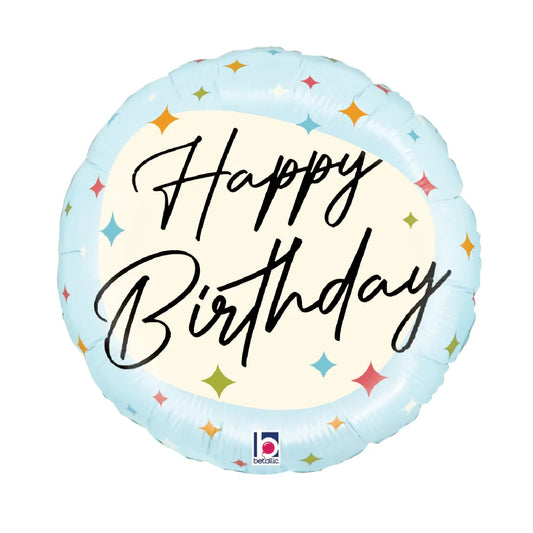 17 Inch Happy Birthday Classic Sparkles Round Foil Balloon