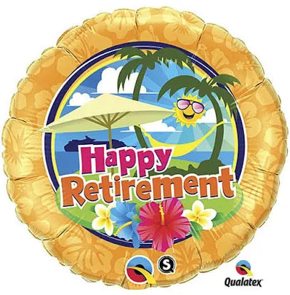 18 Inch Happy Retirement Luau Round Foil Balloon