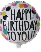18 Inch Happy Birthday To You Dots and Squiggles Foil Balloons