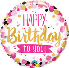 18 Inch Happy Birthday To You Pink/Black/Gold Foil Balloon