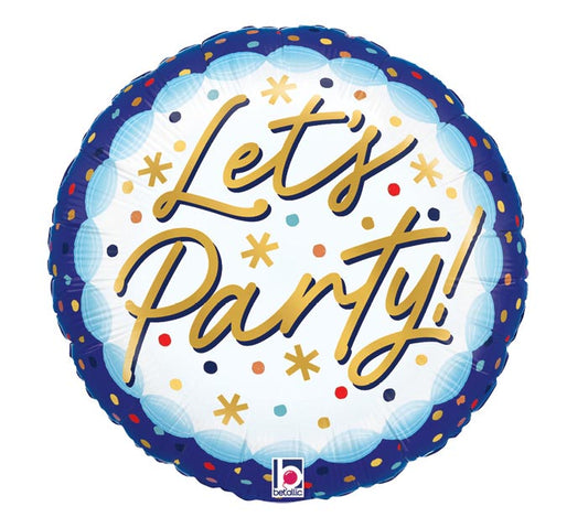 18 Inch Happy Birthday Confetti Round Foil Balloon