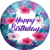 Happy Birthday Hibiscus Floral 18 inch Round Foil