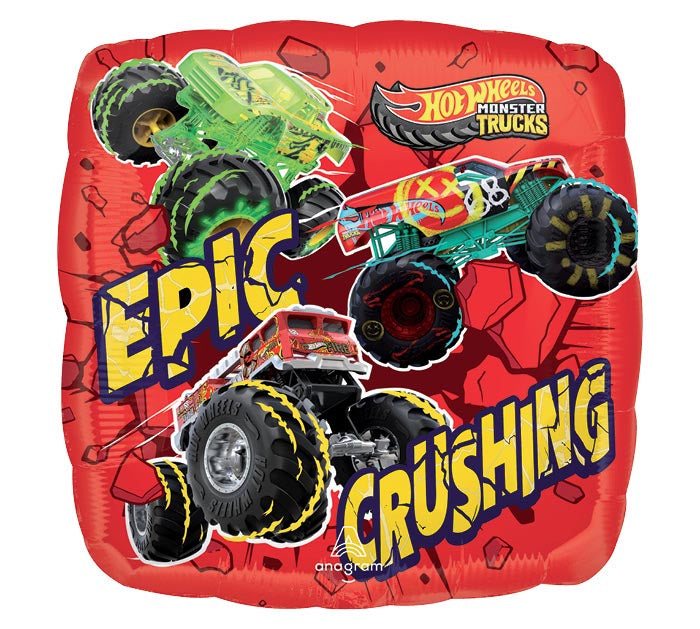 17 Inch Epic Crushing Monster Truck Hot Wheels Foil Balloon