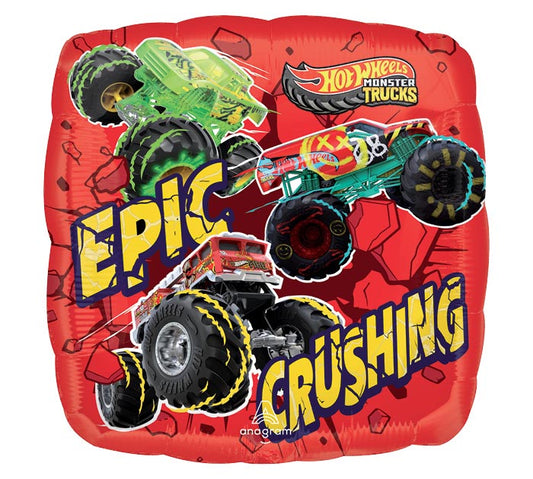 17 Inch Epic Crushing Monster Truck Hot Wheels Foil Balloon