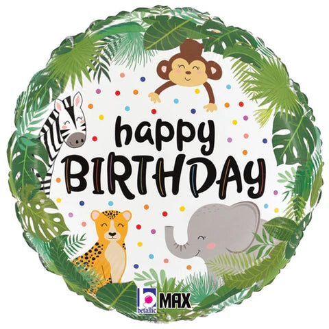 Happy Birthday Jungle/Safari 18 inch Foil Round