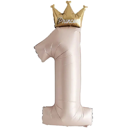 40 Inch Princess Crown Pink Number 1 Foil Balloon