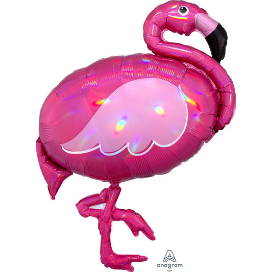 33 Inch Iridescent Pink Flamingo Foil Balloon