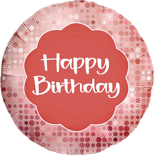 18 Inch Happy Birthday Pink Sequin Round Foil Balloon
