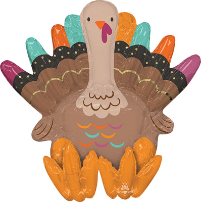 21 Inch Turkey Shape Air Fill Only Foil Balloon