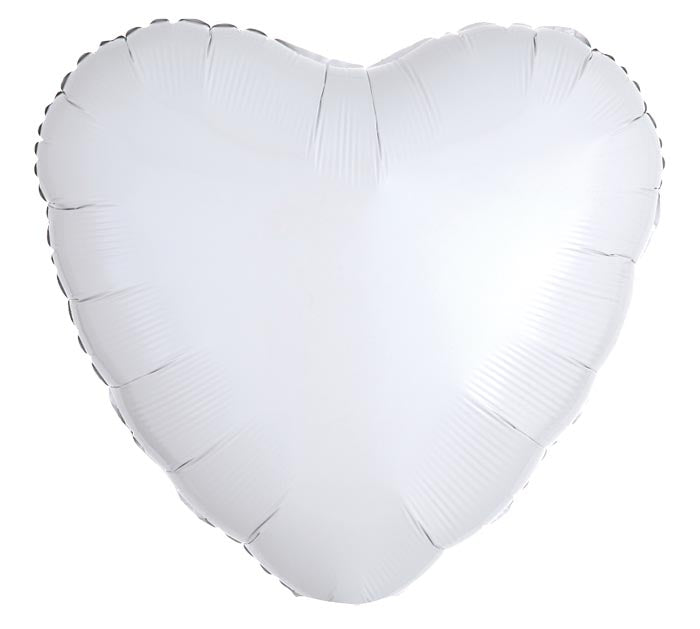 17 Inch White Heart Foil Balloon